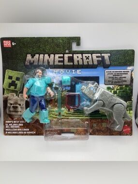 Minecraft Movie: Man’s Best Wolf Steve & Wolf 4" Action Figures New